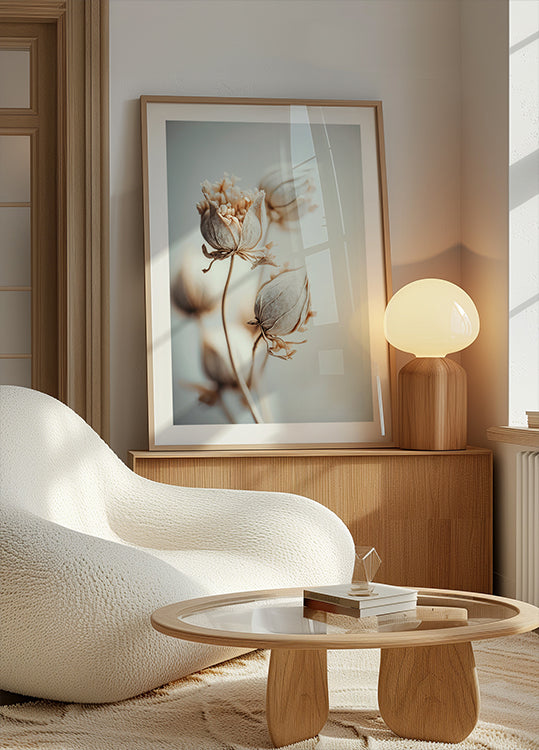 Plakat z delikatnymi kwiatami