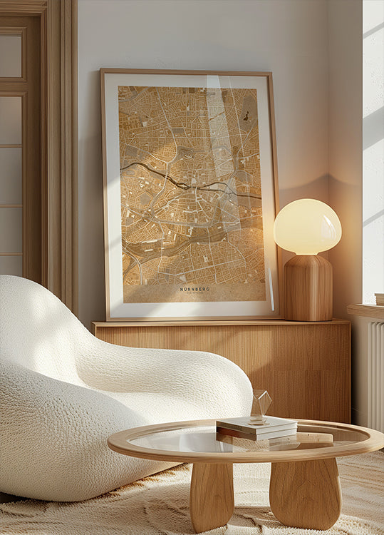 Mapa vintage w kolorze sepii centrum Norymbergi w Niemczech (NOWOŚĆ)