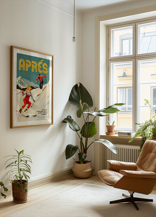 Vintage Pin Up Apres Whisky plakat para narciarska