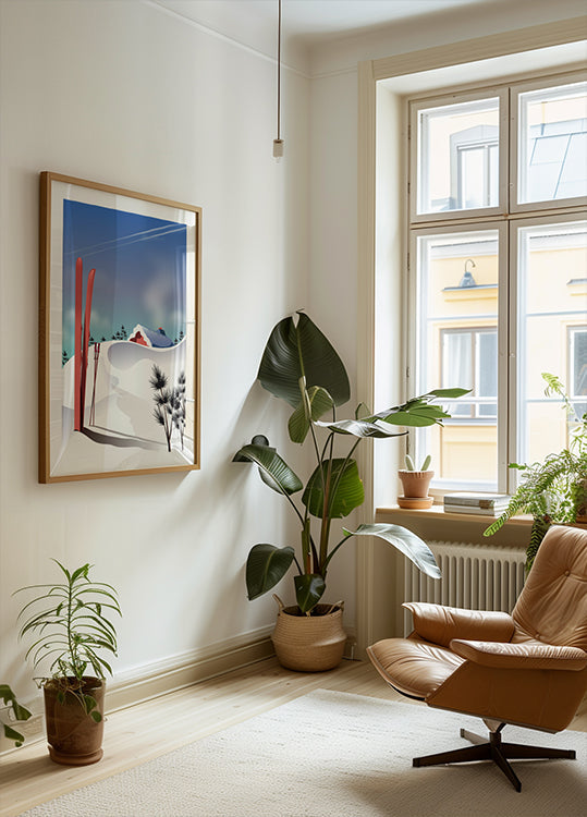 Plakat z krajobrazem narciarskim