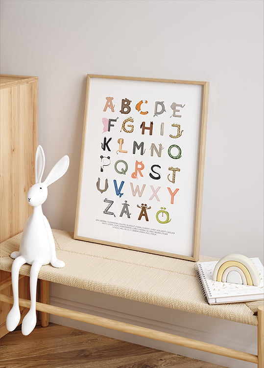 Plakat z literami zwierząt