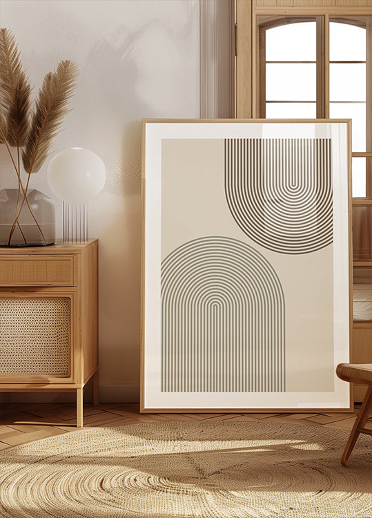 Plakat z minimalnymi liniami łuku