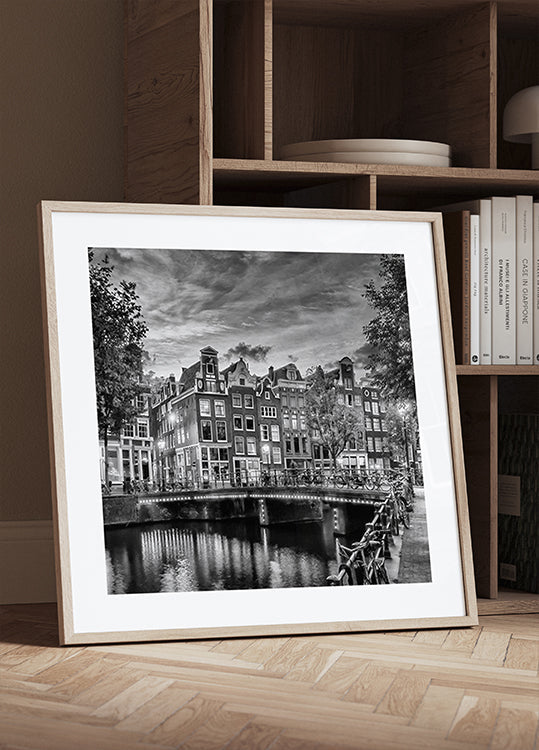 AMSTERDAM Idylliczne wrażenie z pojedynczego plakatu monochromatycznego