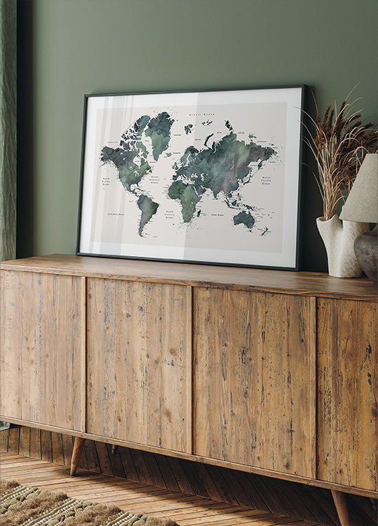 Akwarelowa mapa świata z miastami, Makoa (NOWOŚĆ)