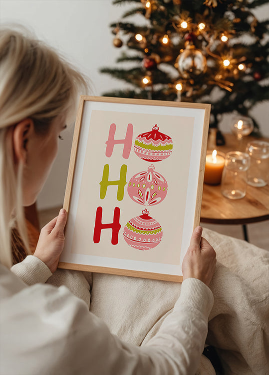 HoHoHo Wesoły mały świąteczny plakat ilustracyjny