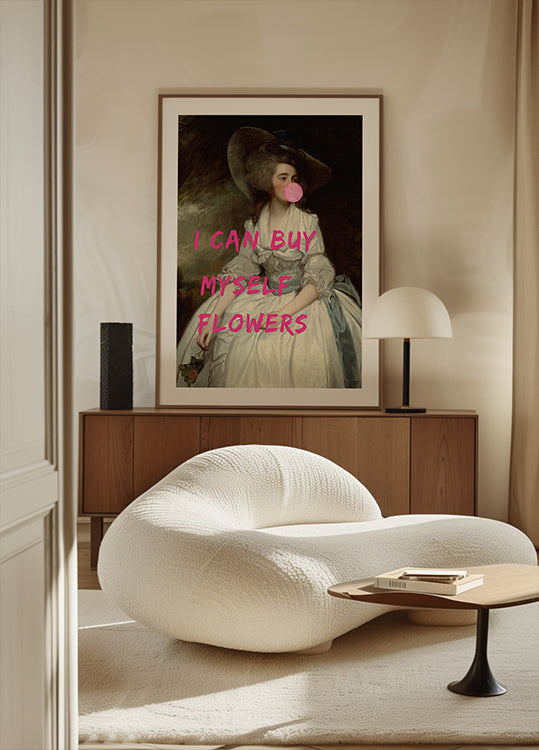 Plakat „Mogę kupić sobie kwiaty”.