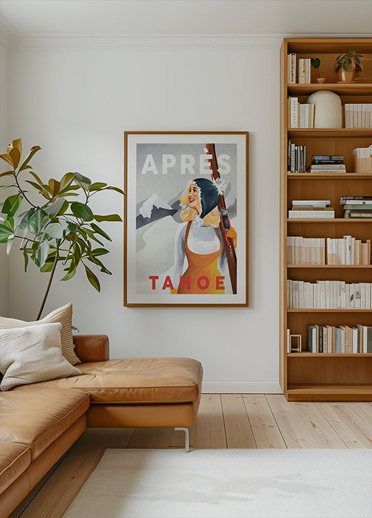 Apres Ski Lake Tahoe plakat w stylu vintage Pin Up