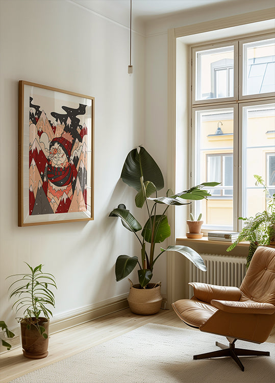 Przytulny plakat z zimowym kotem