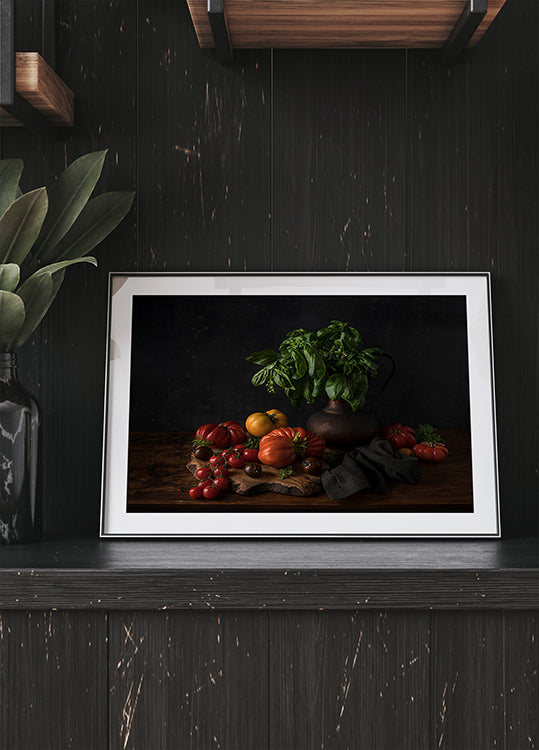 Plakat Martwa natura z pomidorami i bazylią