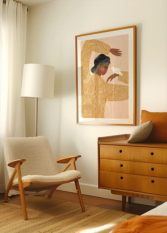 Plakat Kobieta z ptakiem