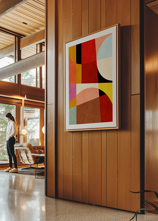 Plakat w ciepłych kolorach Bauhaus Geometry2