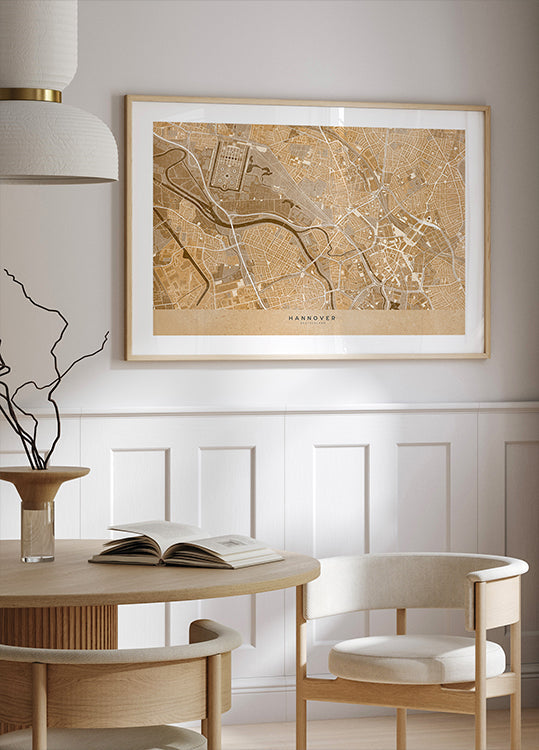 Mapa vintage w kolorze sepii centrum Hanoweru w Niemczech (NOWOŚĆ)