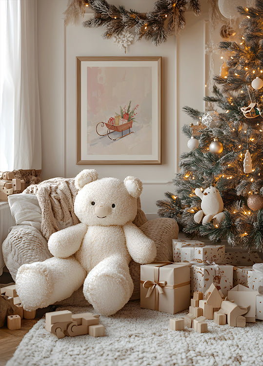 Schlitten mit Geschenken plakat