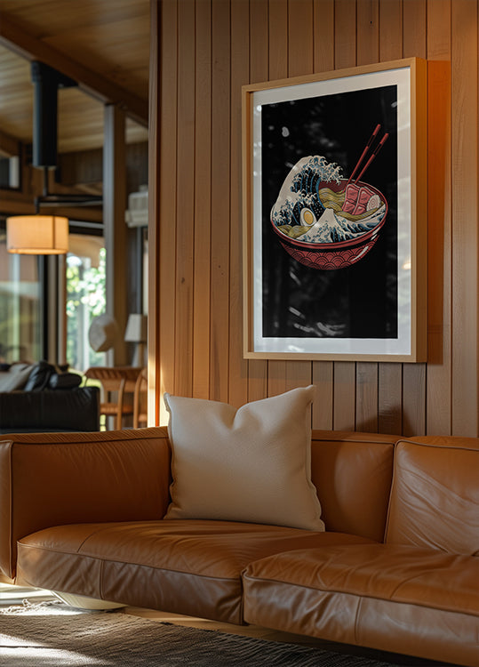 Wielki plakat fali Ramen