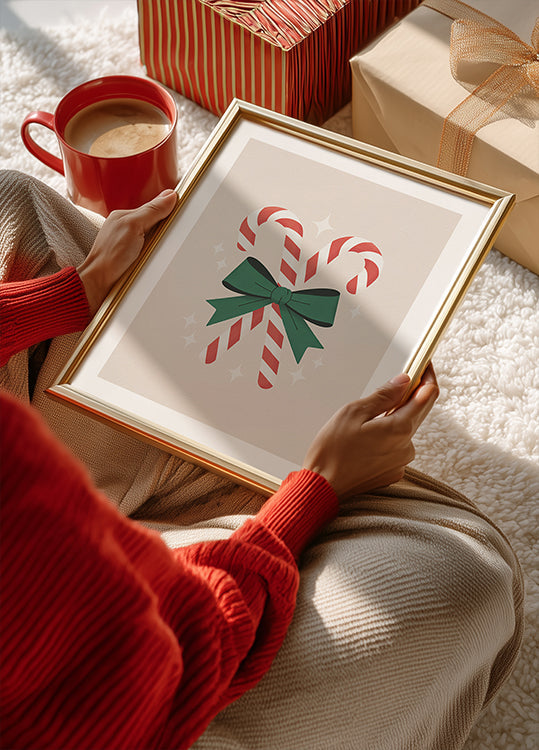 Plakat z bożonarodzeniowymi cukierkami