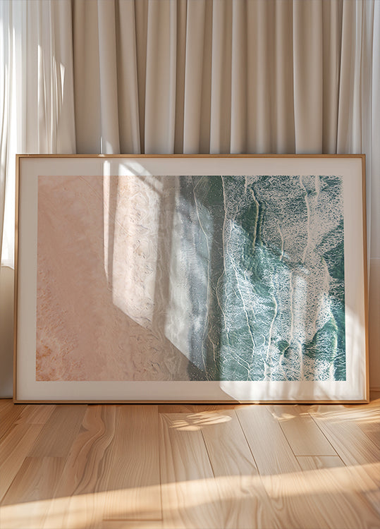 Różowy i niebieski plakat przybrzeżny