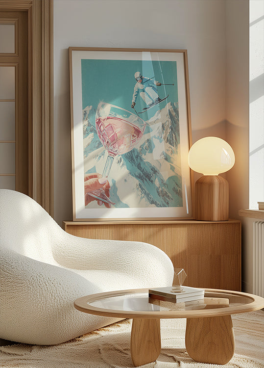 Plakat popijający i narciarski