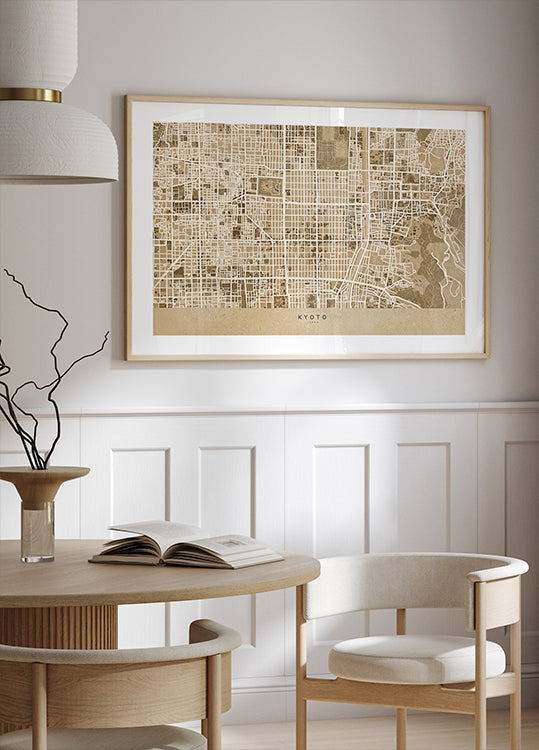 Mapa Kioto w kolorze sepii (NOWOŚĆ)