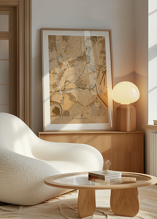 Vintage mapa Strasburga w kolorze sepii (NOWOŚĆ)