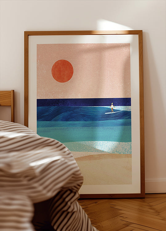 Plakat dziewczyny surfingowej