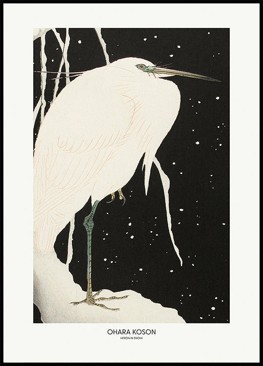 Heron In The Snow Plakat - Posterbox