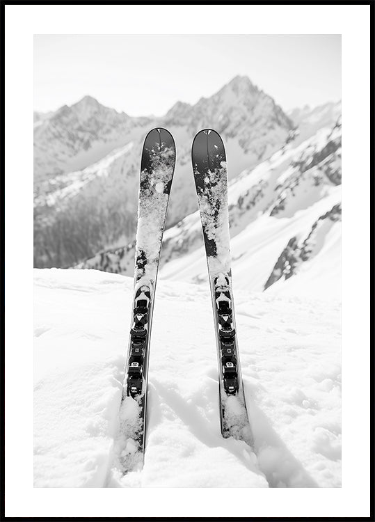 Ski Snow Alps Black and White Plakat - Posterbox
