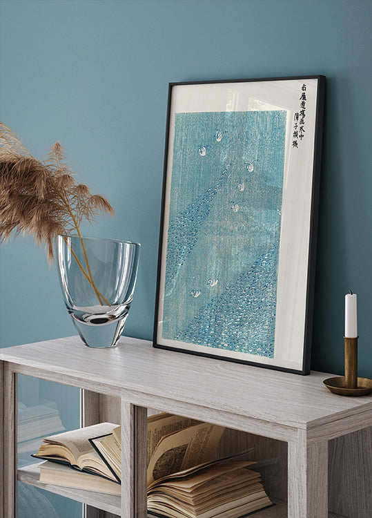 Birds in Flight, minimalist Japanese woodblock Plakat - Posterbox.dk