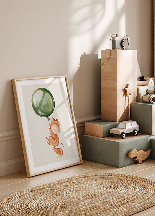 Fox Holding Balloon Plakat - Posterbox.dk