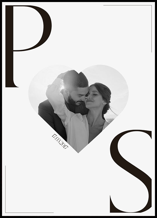 Minimalist Heart Anniversary Date Personalized Plakat - Posterbox