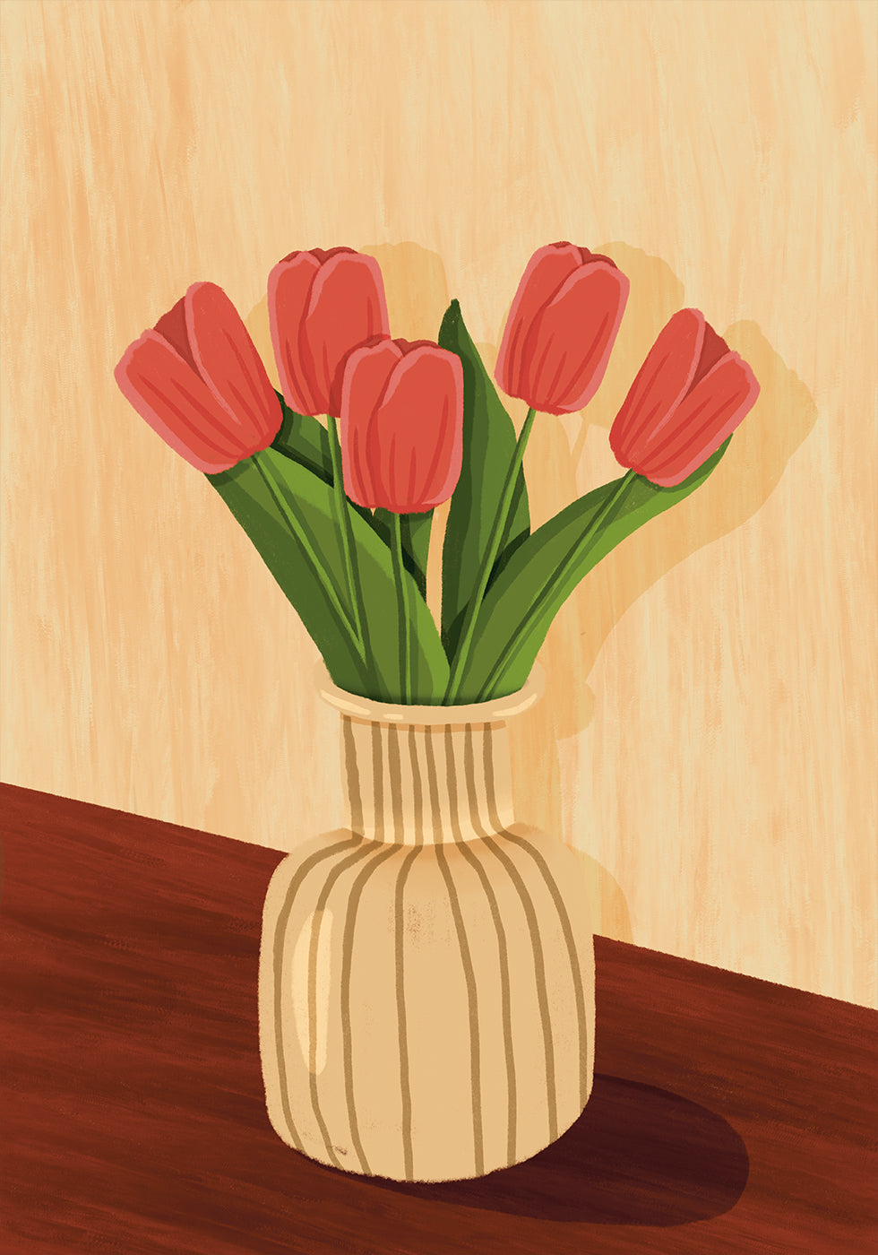 Pink Tulips in Vase Plakat - Posterbox.dk