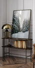 Snowy Road Through Evergreen Forest Plakat - Posterbox.dk