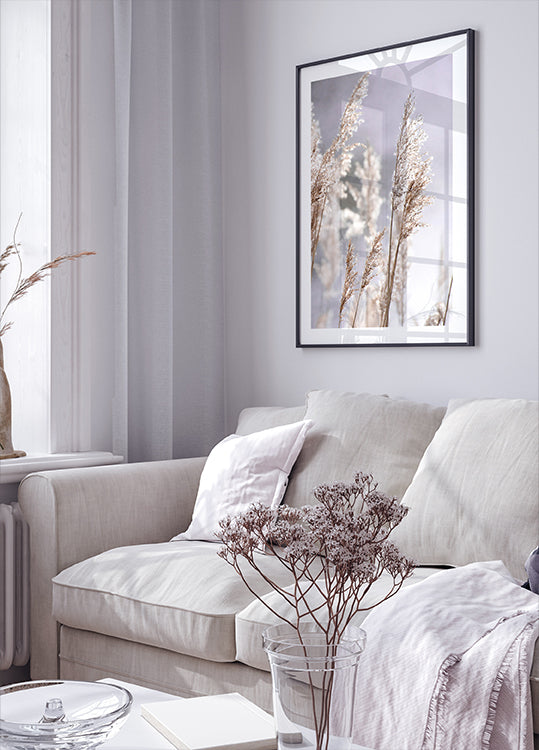 Sunset in the Field, Pampas Grass Nature Plakat - Posterbox.dk