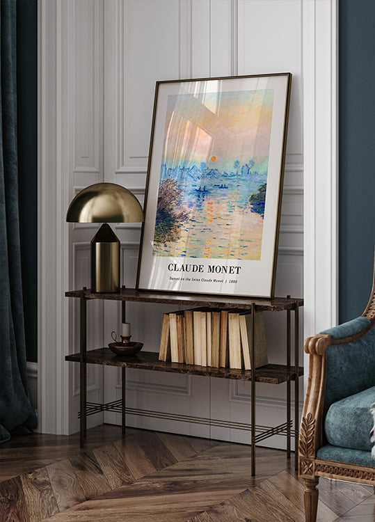 Sunset on the Seine Poster by Claude Monet Plakat - Posterbox.dk