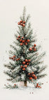 Watercolor Christmas Tree with Red Berries Plakat - Posterbox.dk