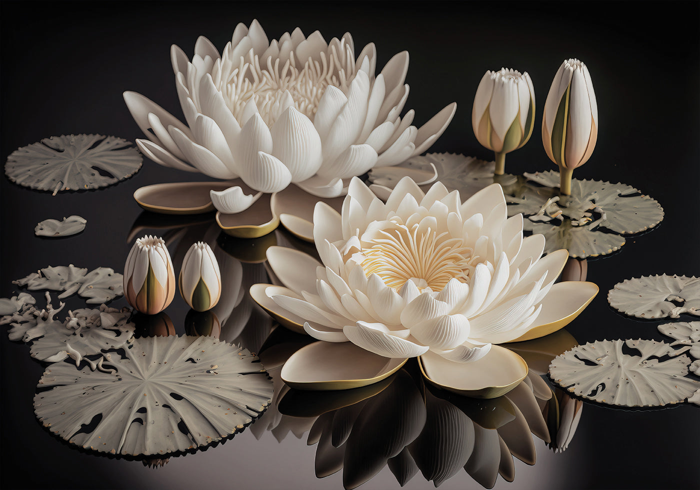 White Lotus Flowers Plakat - Posterbox.dk