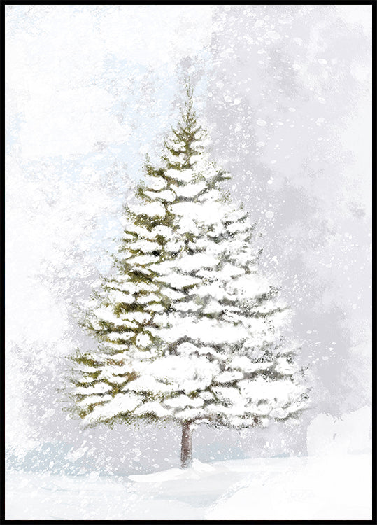 Lone fir in the snow Plakat - Posterbox