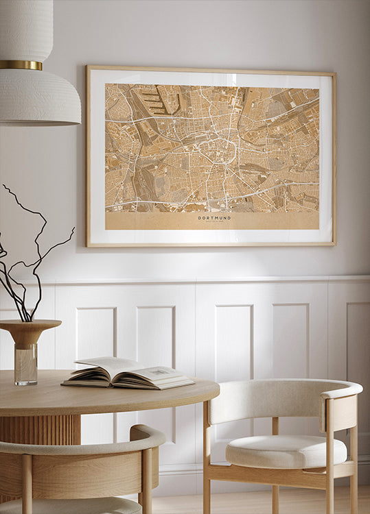 Sepia vintage map of Dortmund Germany Plakat - Posterbox