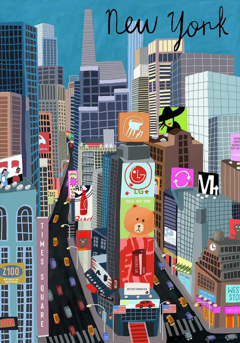 Times Square, Nowy Jork Ilustracja autorstwa artystki Carli Daly