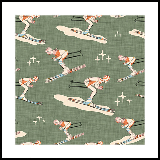Winter Sports   Retro Vintage Ski Blue.png Plakat - Posterbox