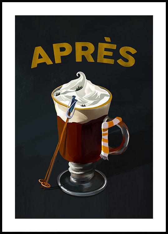Apres Hot Cocoa Cocktail Ski Art Plakat - Posterbox