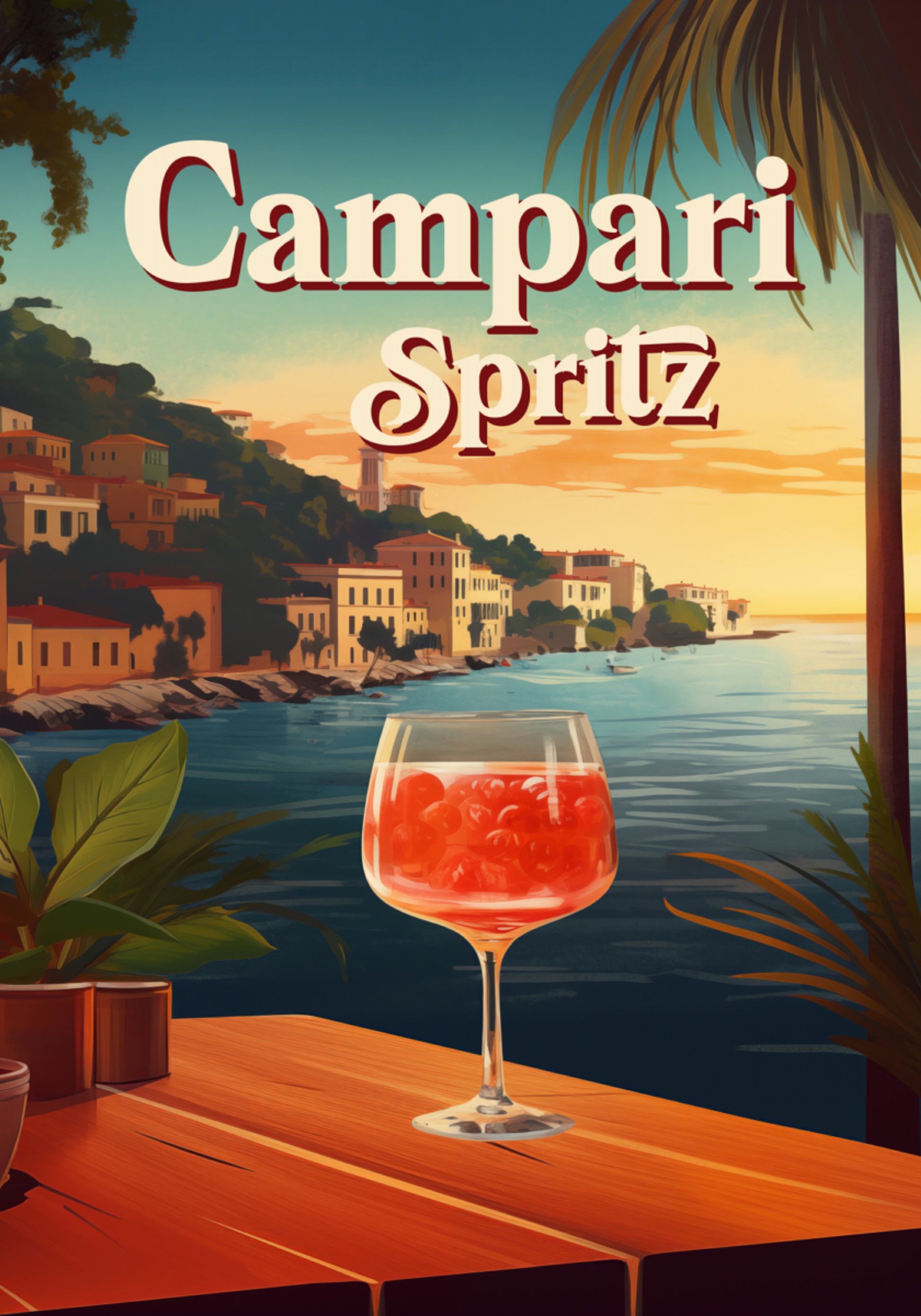Zachód słońca nad morzem Campari Spritz