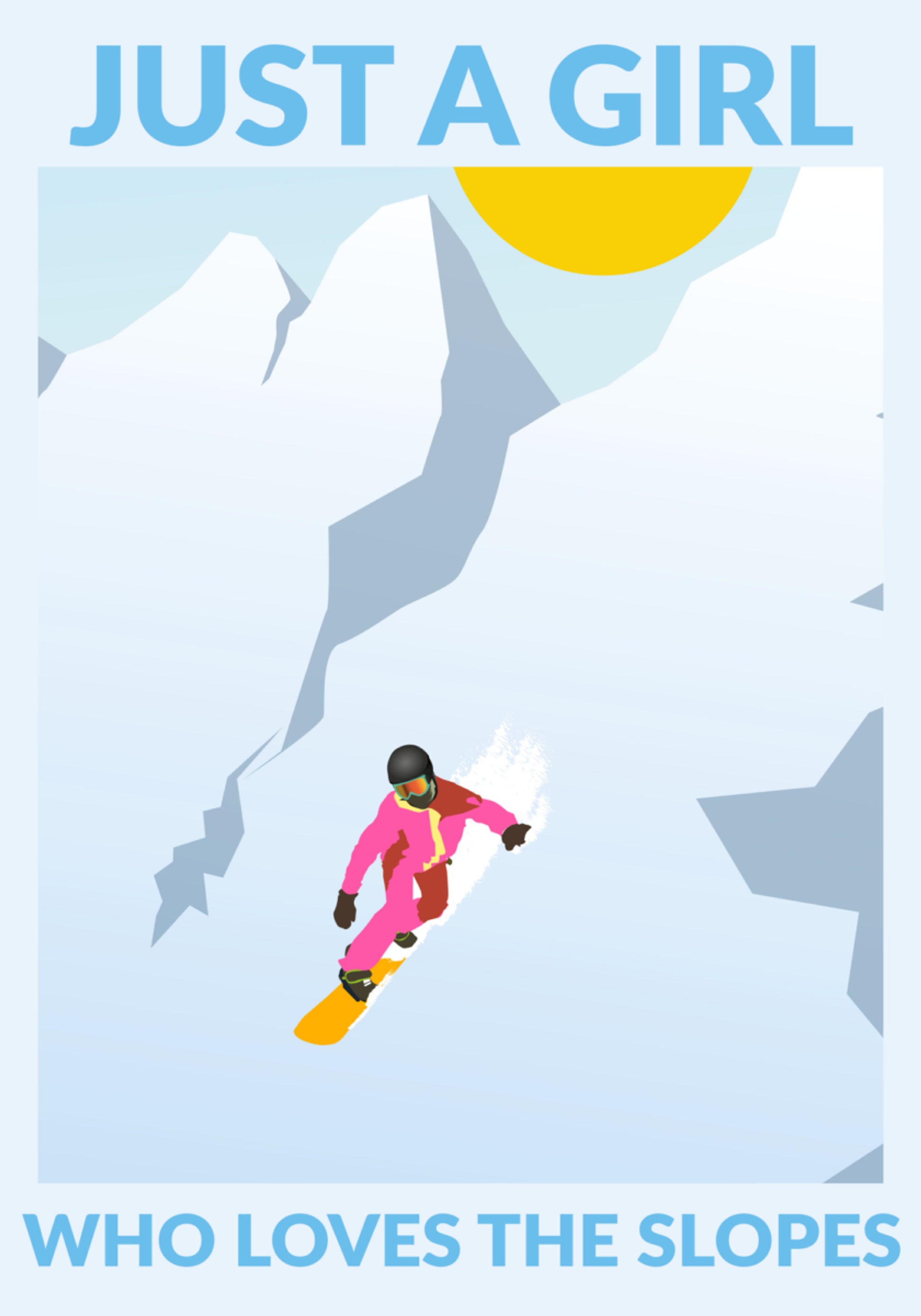 Dziewczyna na snowboardzie w słoneczne góry