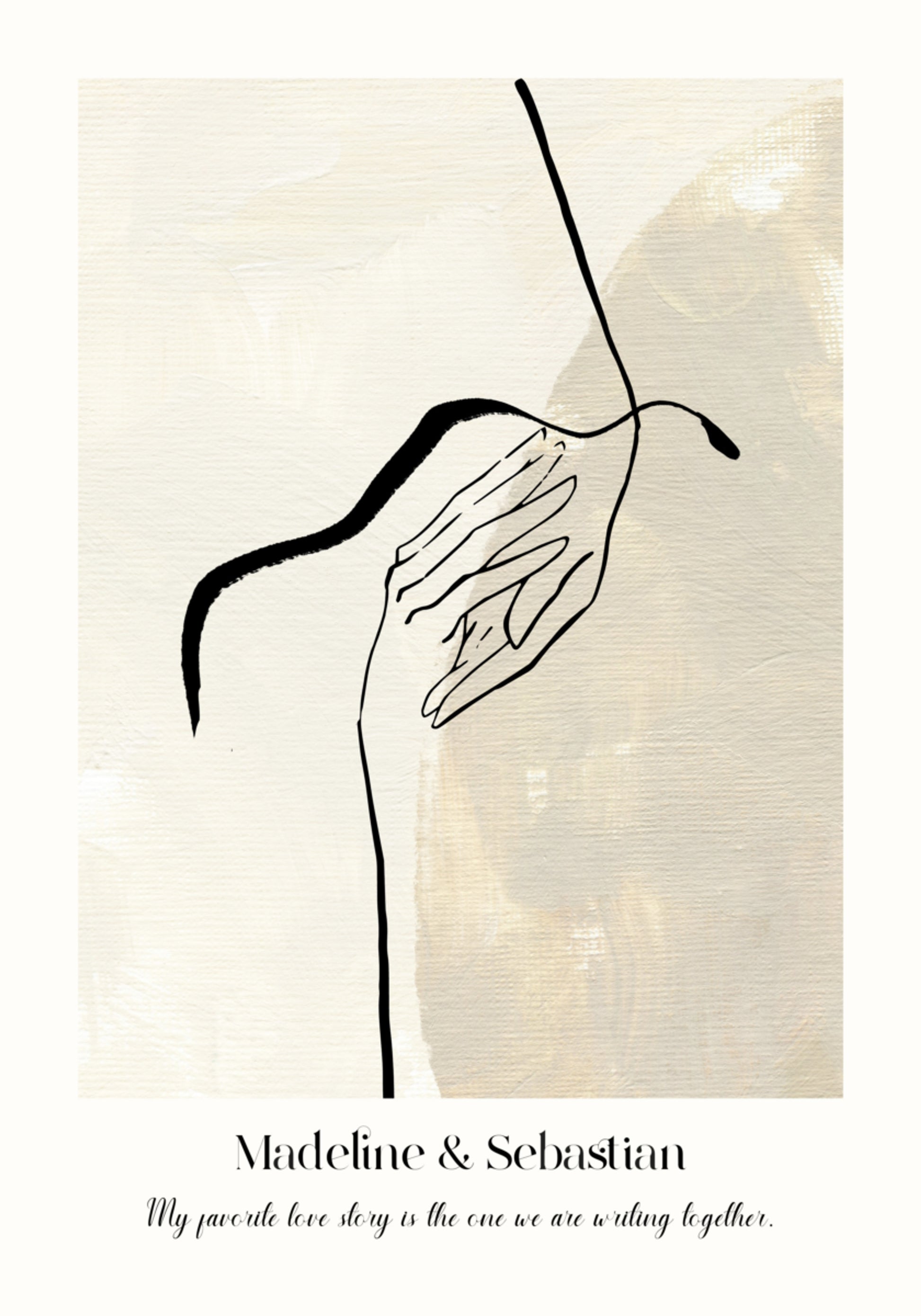 Minimalistyczny plakat artystyczny z abstrakcyjną linią miłosną