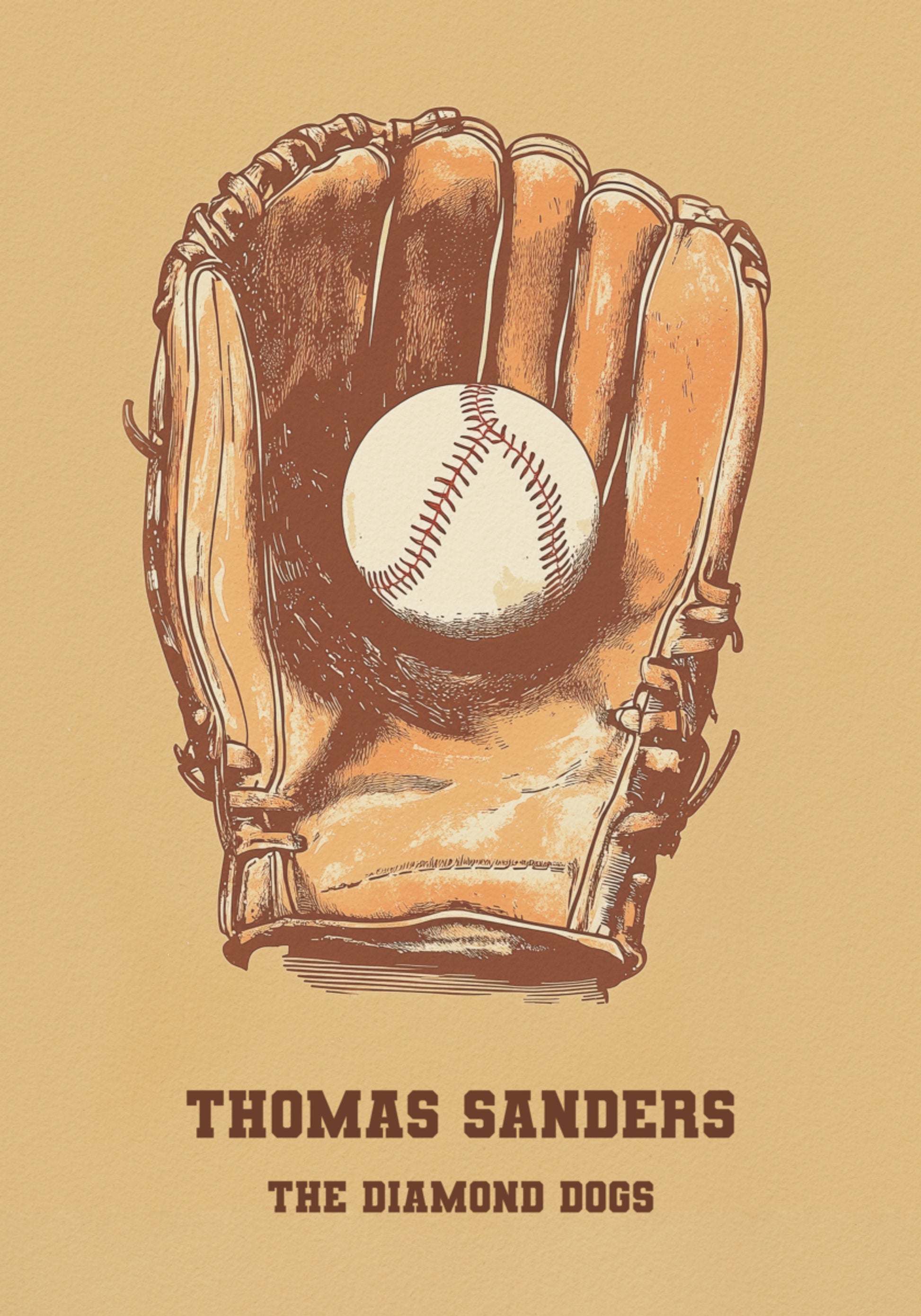Plakat w stylu vintage z rękawiczką baseballową i piłką