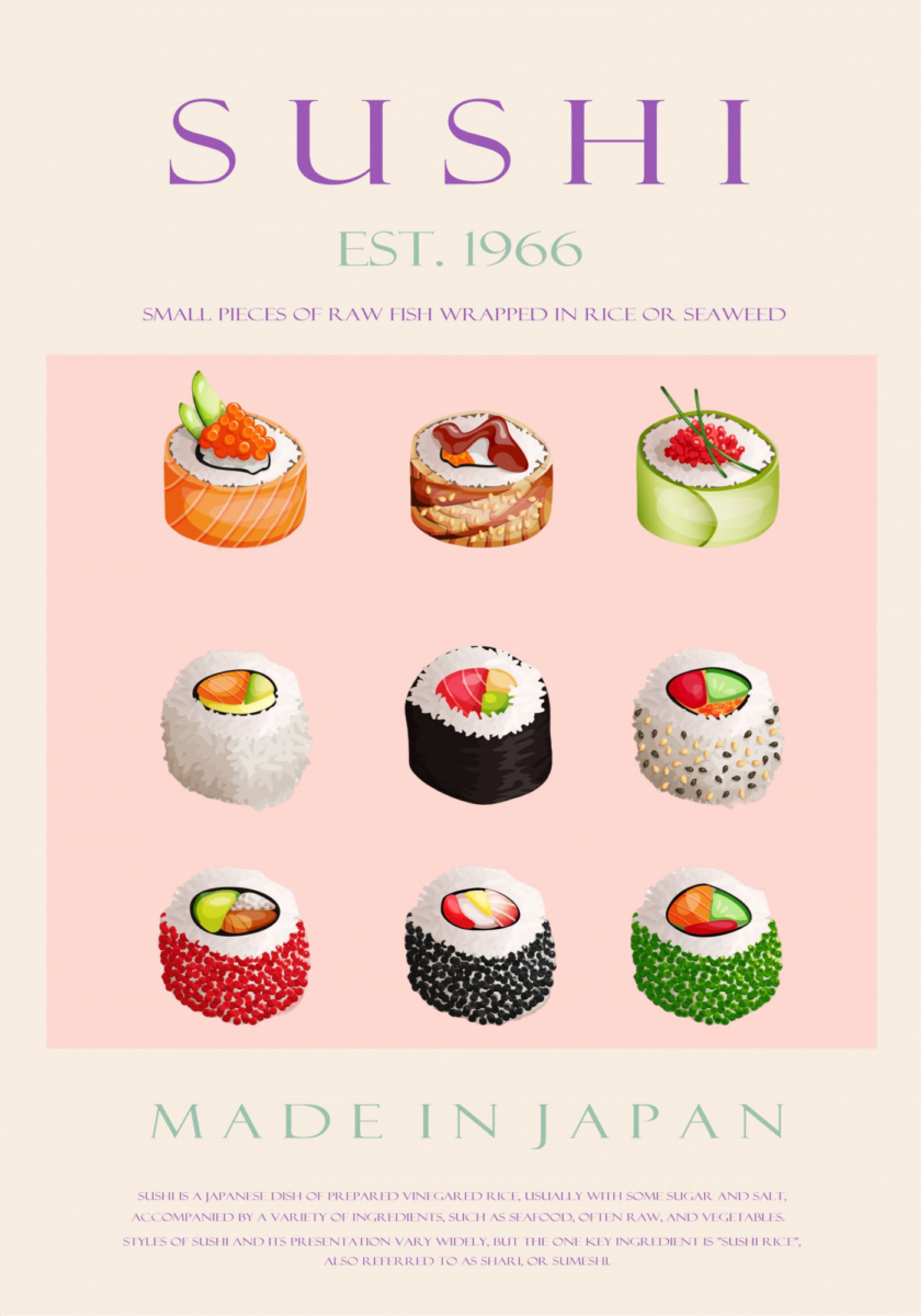 Kolekcja japońskiego sushi