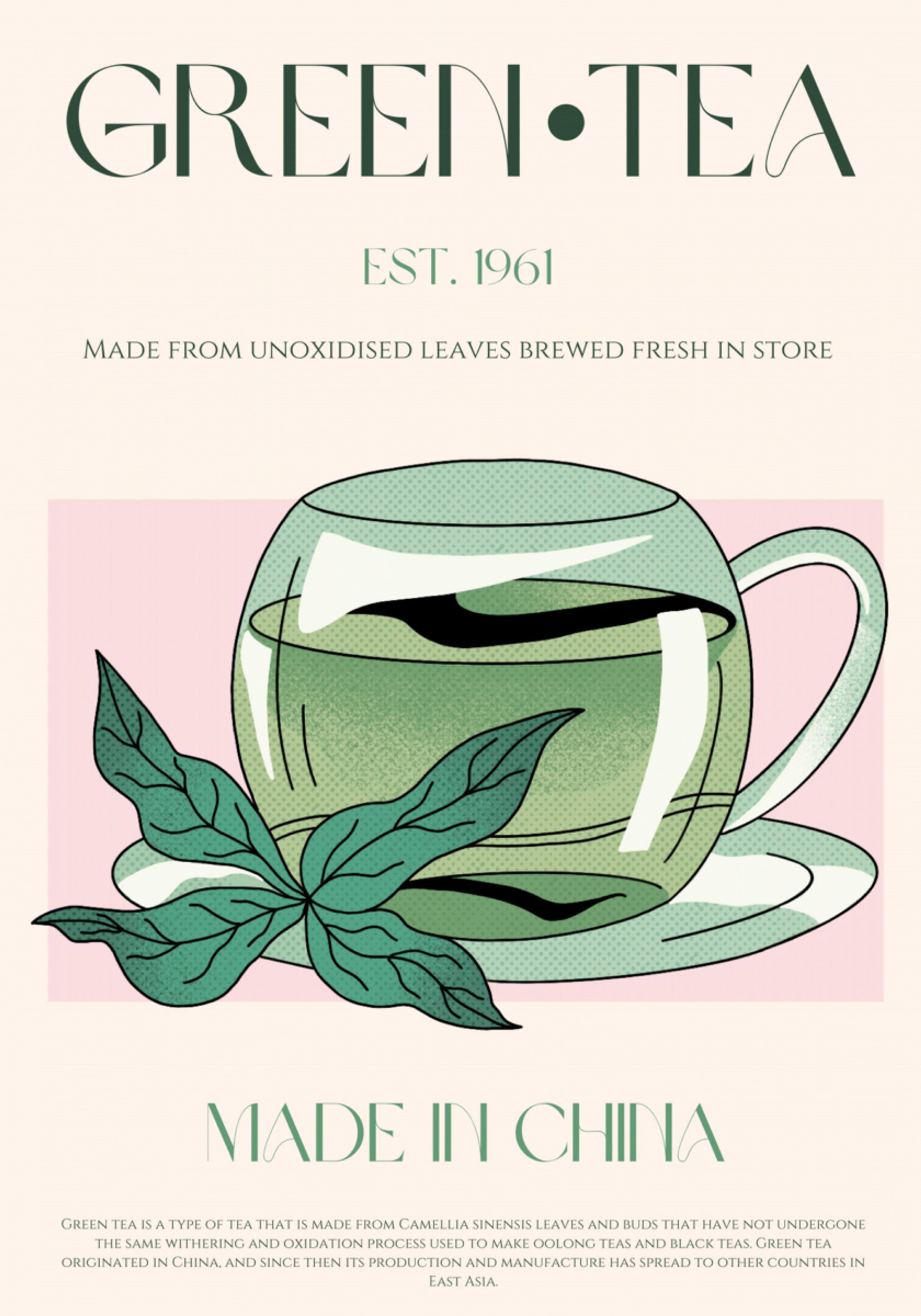 Ilustracja świeżej zielonej herbaty