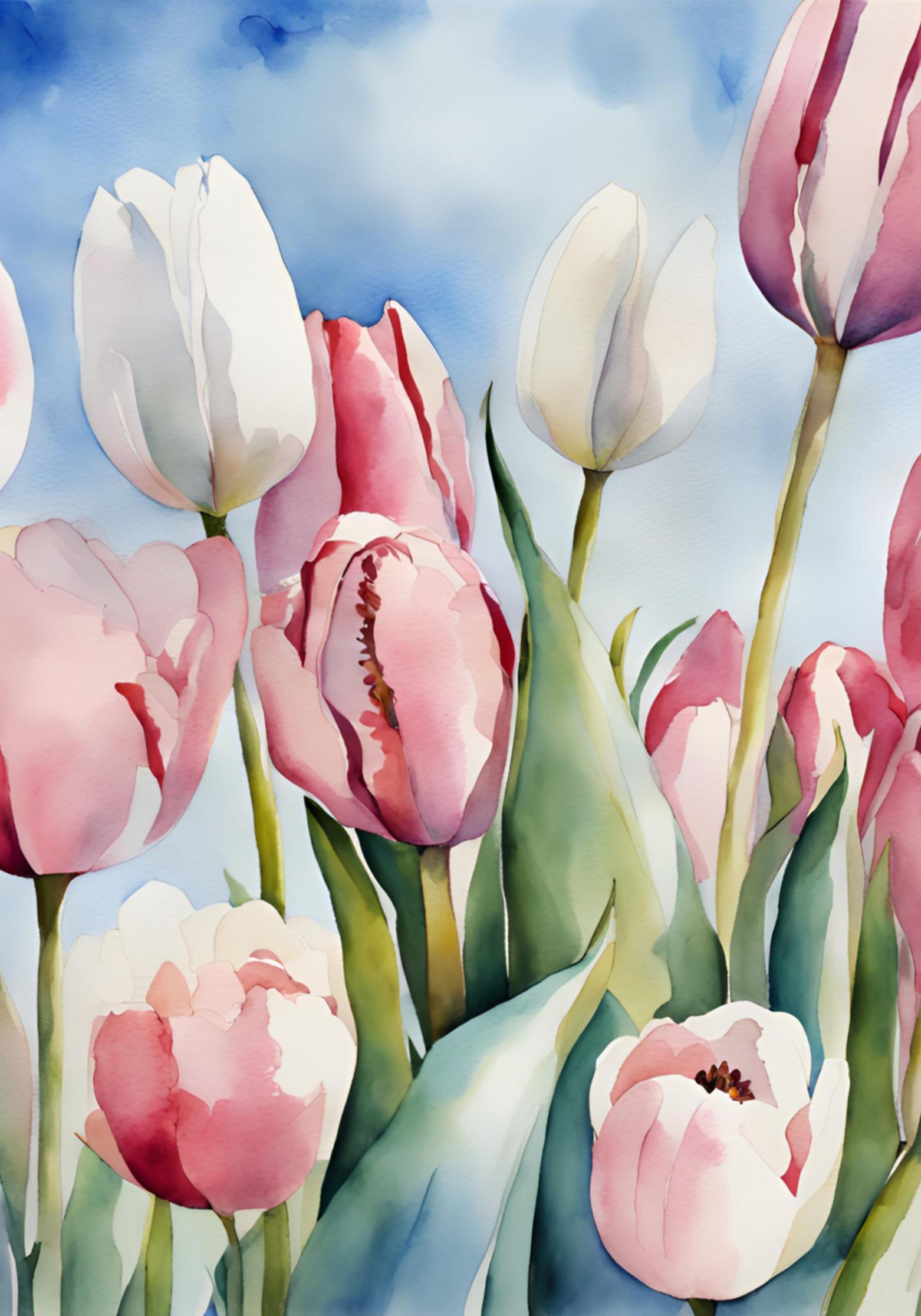 Akwarela wiosenne tulipany