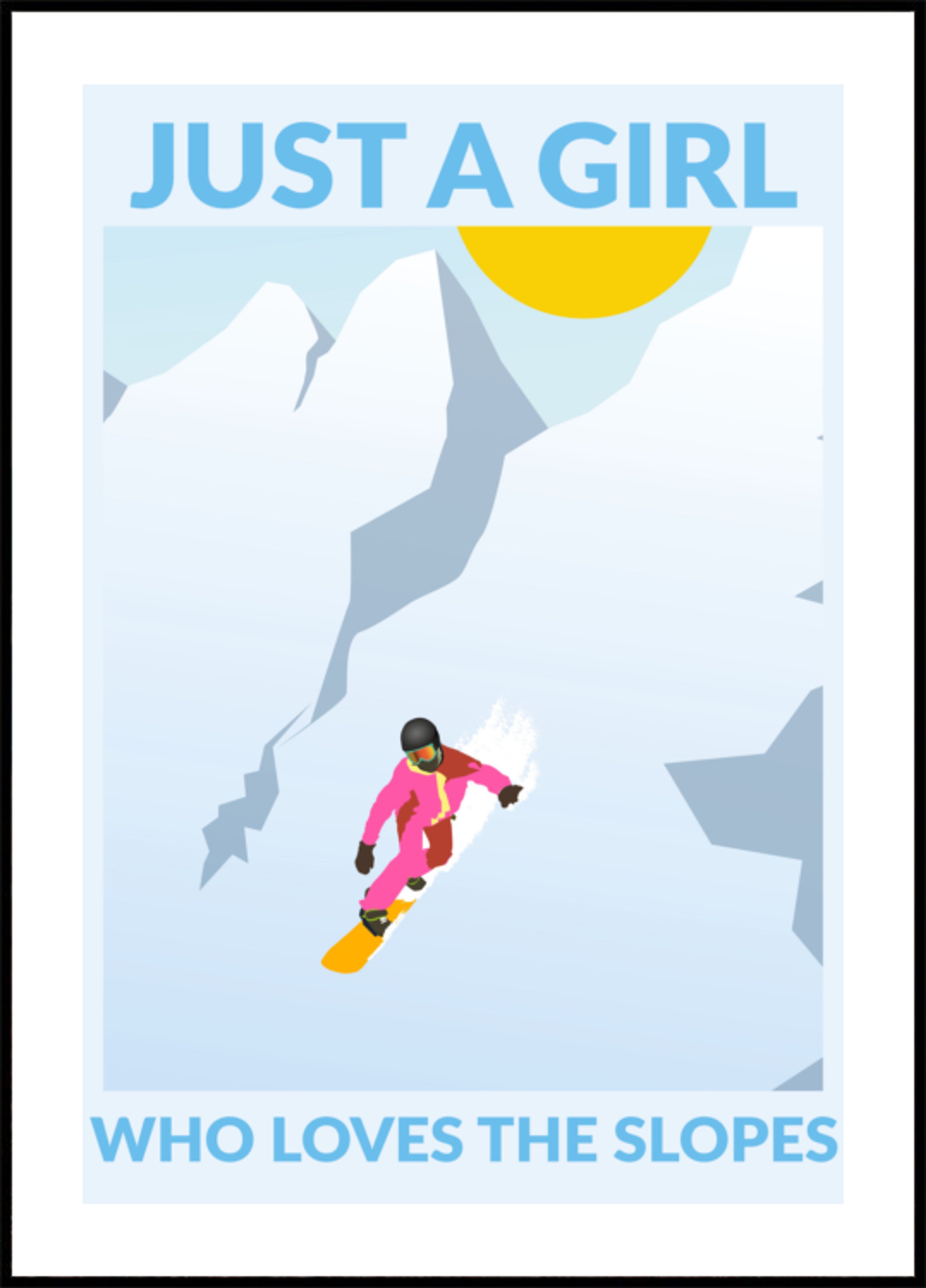 Dziewczyna na snowboardzie w słoneczne góry
