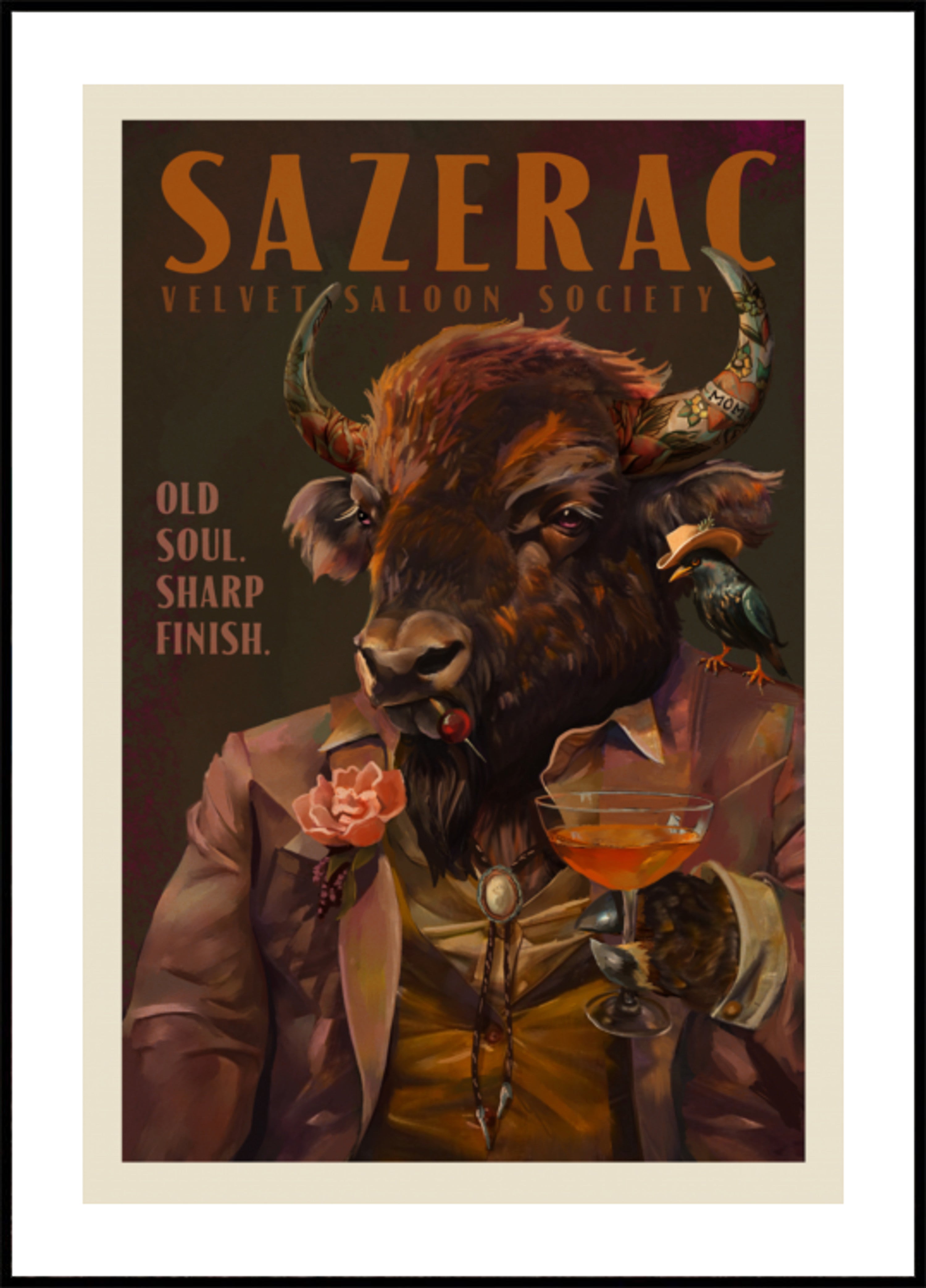 Buffalo pije koktajl Sazerac. Sztuka alkoholowa i barowa