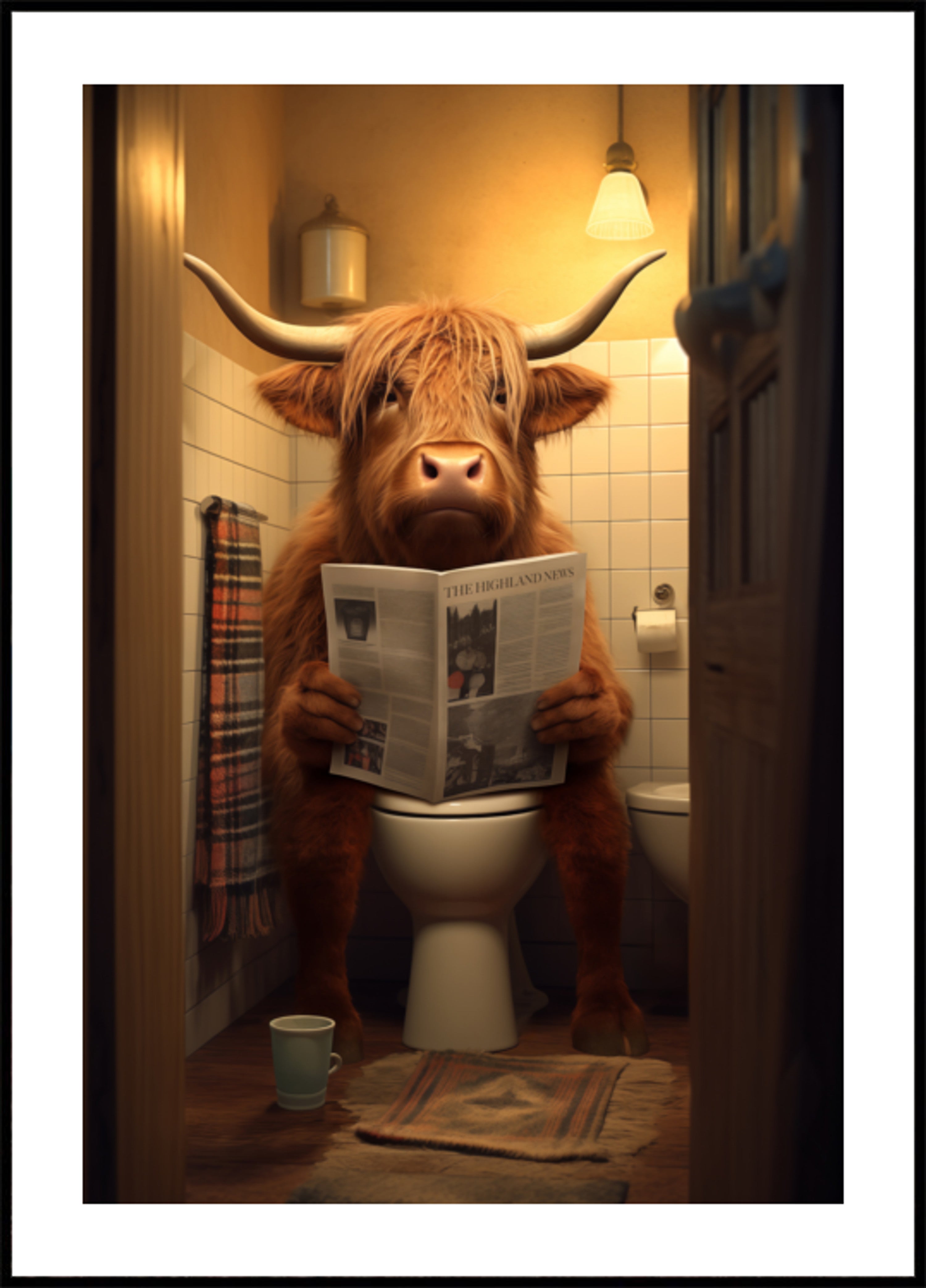 Highland Cow Czytanie Wiadomości
